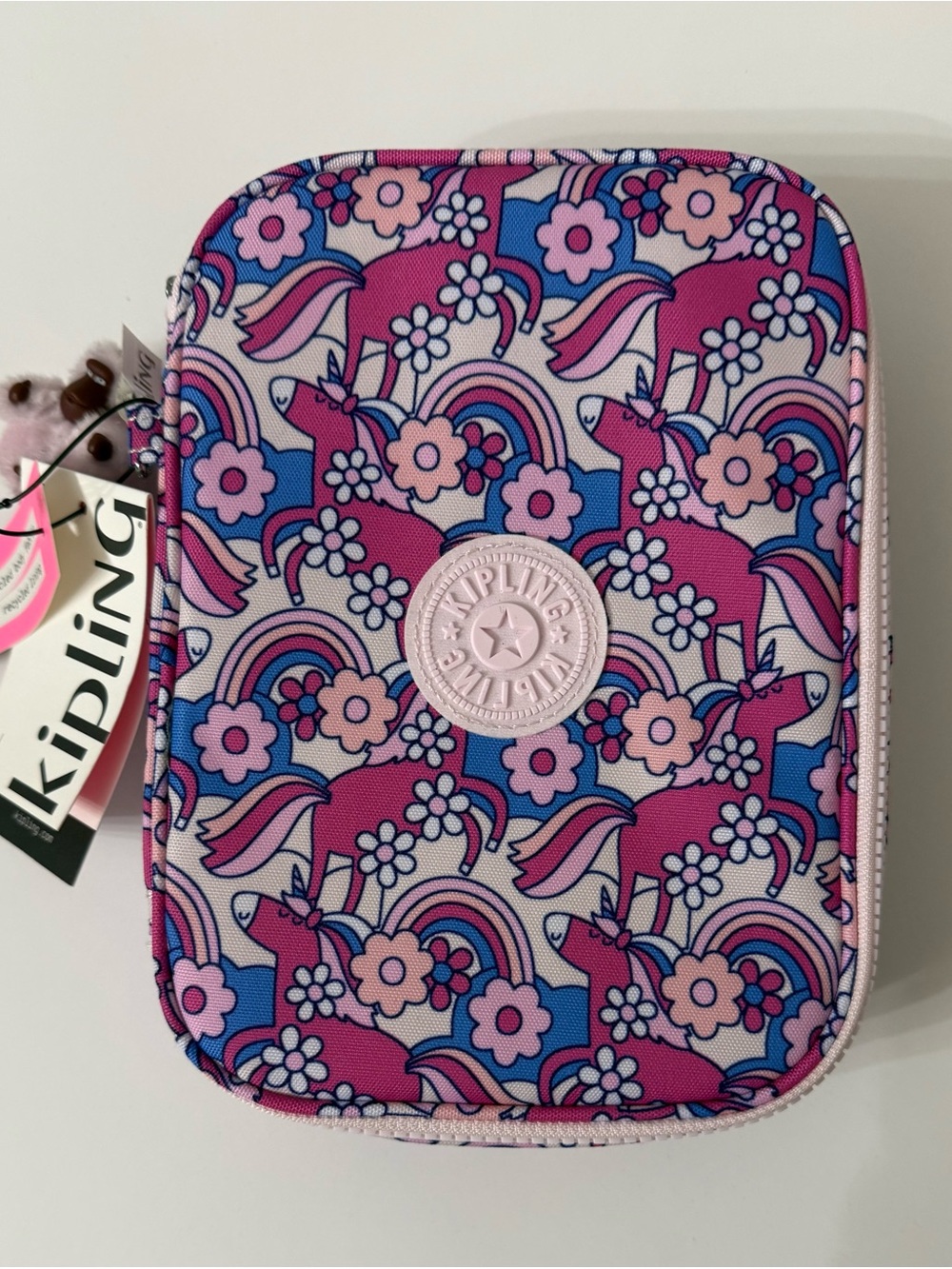 Kipling 100 Pens Case Mystical Mane Unicorn Print Nylon Organizer Bag NWT